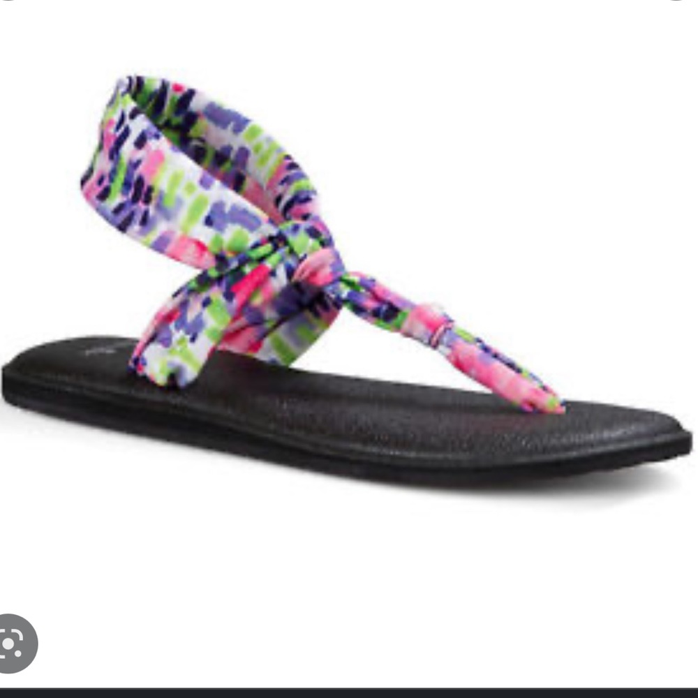 Sanuk Yoga Sling Colorful comfortable Print Sandals shoes flip flops Sz 9